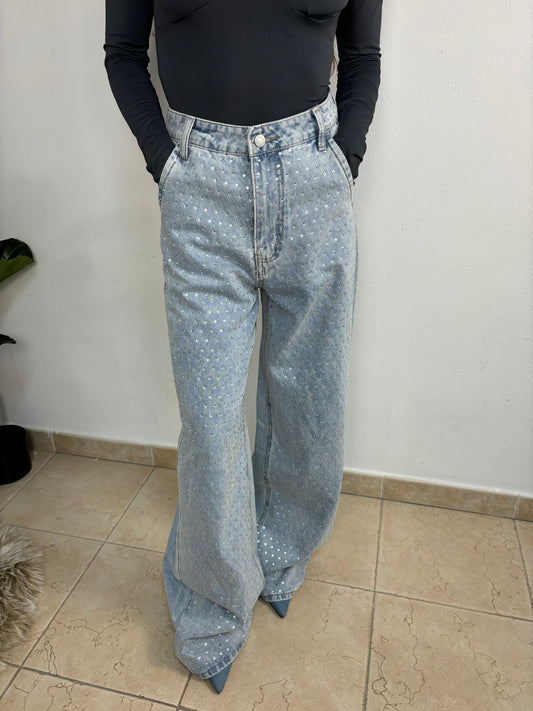 Jeans chiaro strass